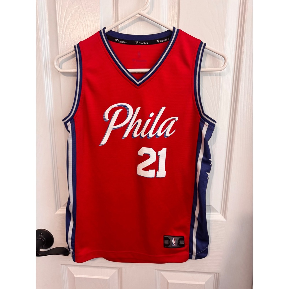 Joel Embiid Philadelphia 76ers Fanatics Jersey Youth Medium Red #21